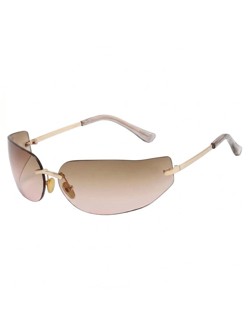 11SUN Y2K Wrap Around Cream Brown Sunglasses For Women SUN GLASSES- 14-721